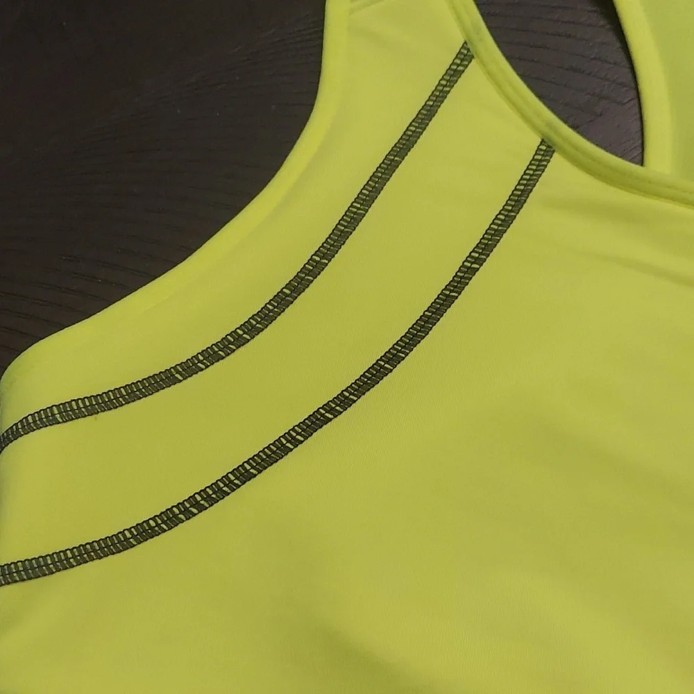 DANSKIN NOW Lime Yellow and Black Racerback Sports Bra - Picture 3 of 8
